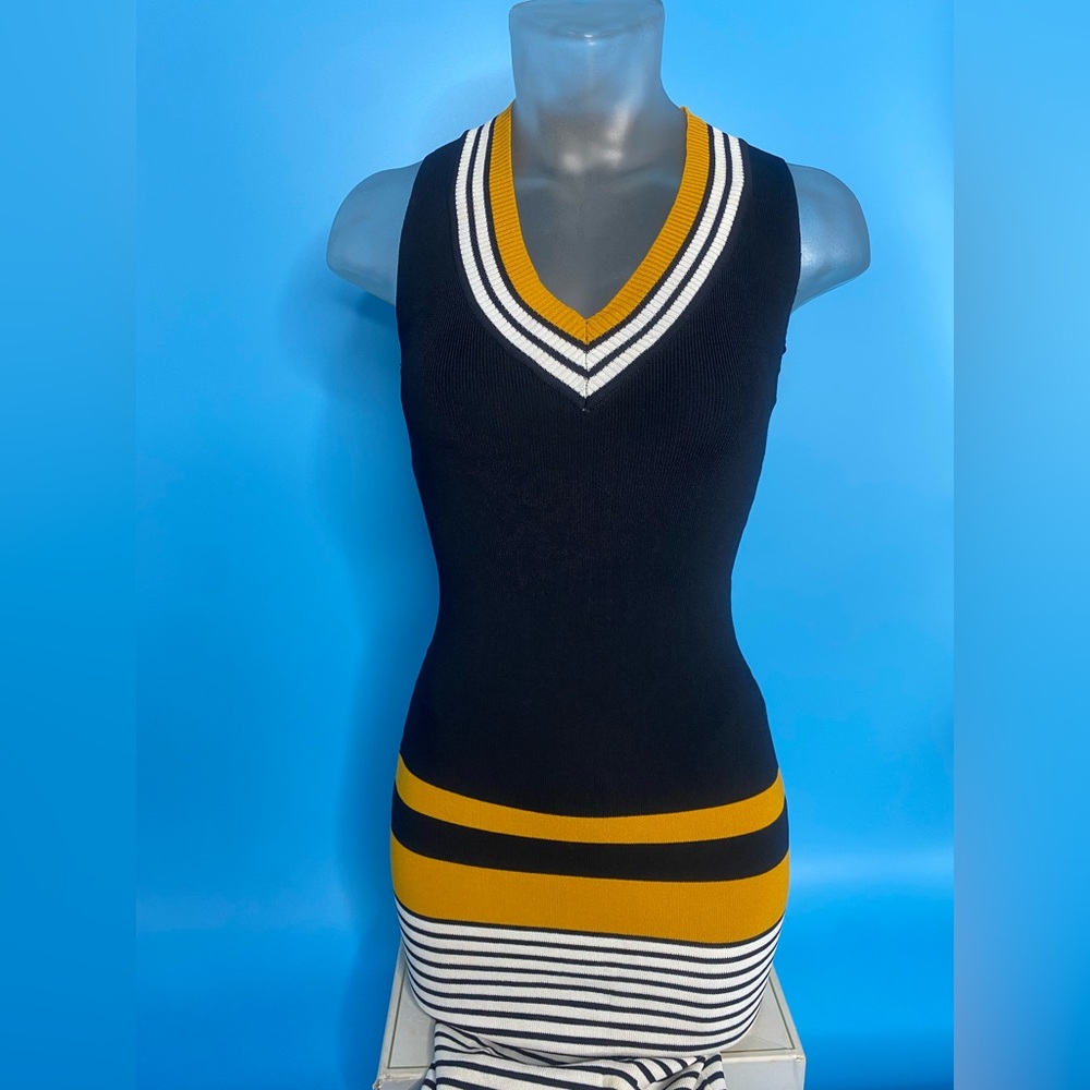 Multi color pin striped dress
